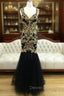 Unique V Neck Sequin Mermaid Long Prom Dresses, Formal Dresses