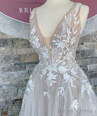 V-Neck A-Line Wedding Dress, Bridal Gown ,Dresses For Brides