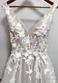 V Neck A Line Wedding Dress, Bridal Gowns ,Dresses For Brides