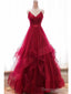 V Neck Backless Burgundy Prom Dress, Burgundy Backless Wedding Dresses, Burgundy Prom Gowns