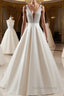V Neck Backless White Prom Dresses With Beads, V Neck Formal Dresses, White Evening Dresses