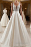V Neck Backless White Prom Dress With Beads, V Neck Prom Dress, White Prom Dresses