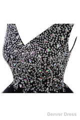 V-Neck Beads Chiffon Homecoming Dress Short Prom Dress