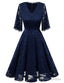V-Neck Bell Sleeve A-Line Knee Length Lace Bridesmaid Dress Homecoming Dresses With Lace