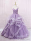V Neck Purple Sequin Long Prom Dress, Purple V Neck Long Prom Dresses