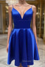 V Neck Short Royal Blue Prom Dress, Short Royal Blue Prom Homecoming Dresses