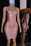 V Neck Spaghetti Shinning Mini Homecoming Dresses