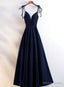 Velvet Straps Long V Neckline Long Prom Dress, Velvet Bridesmaid Dresses