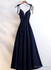 Velvet Straps Long V-neckline Long Party Dress, Velvet Bridesmaid Dresses