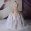 Vestido Gold Lace Appliques Wedding Dresses Princess Ball Gown