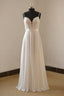 Vintage A-Line Spaghetti Straps Long White Chiffon Wedding Dresses