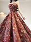 Vintage A Line Spaghetti Straps Red Floral Long Birthday Dress Prom Dresses Birthday Outfits