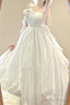 Vintage A Line Spaghetti Straps White Floral Long Birthday Dress Prom Dresses Chiffon Birthday Outfits