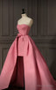 Vintage A Line Strapless Satin Prom Dress High Low Birthday Outfits