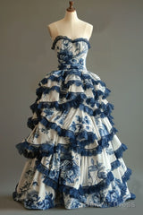 Vintage A-Line Sweetheart Chiffon Lace Long Prom Dress Elegant Layed Floral Wedding Dress