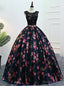 Vintage Ball Gowns Print Backless Floor Length Quinceanera Dresses