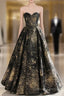 Vintage Ball Gowns Sweetheart Sleeveless Long Prom Gowns Fairy Black Prom Dresses