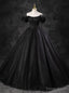 Vintage Black Tulle Sequins Off the Shoulder Quinceanera Dresses