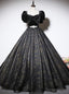 Vintage Black Velvet Short Sleeve Quinceanera Dresses