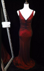 Vintage Bright Burgundy Mermaid V-Neck Ruched Satin Long Prom Dresses Evening Dresses