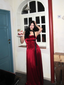 Vintage Burgundy A-Line Strapless Satin Long Prom Dresses Evening Dresses