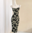 Vintage Dark Green Base Black Rose Printed Slim-Fit Spaghetti Strap Satin Prom Dresses Evening Dresses