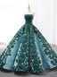Vintage Green Ball Gowns Appliques Sequins Strapless Wedding Dresses