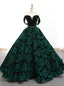 Vintage Green Lace Ball Gowns Off The Shoulder Backless Wedding Dresses