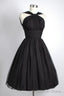 Vintage Knee Length Sleeveless Open Back Black Homecoming Dresses Ruched