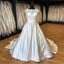 Vintage Lace Cap Sleeves Satin Wedding Dresses Ball Gown