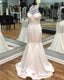 Vintage Lace Halter Satin Mermaid Fitting Wedding Dresses