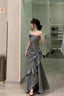 Vintage Mermaid Spaghetti Straps Gray Long Prom Dresses Birthday Outfits