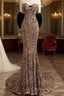 Vintage Mermaid Strapless Prom Dress Long Sequin Prom Dresses
