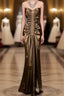 Vintage Mermaid Sweetheart Brown Long Prom Gowns Fairy Prom Dresses