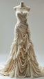 Vintage Mermaid Sweetheart Chiffon Ruffles Long Wedding Dress