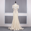 Vintage Off-White Mermaid Crew Neck Fringed Beaded Lace Train Prom Dresses Evening Dresses