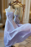 Vintage Purple Satin Spaghetti Straps Gowns Fairy Dresses
