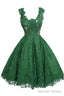 Vintage Scoop Knee Length Sleeveless Hunter Lace Homecoming Dresses