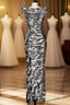 Vintage Sheath Off The Shoulder Silver Gray Sleeveless Long Prom Gowns Fairy Prom Dresses