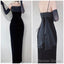 Vintage Sheath Straps Black Velvet Prom Dresses