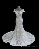 Vintage Sheer Neck Mermaid Lace Wedding Dresses