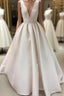 Vintage Style V Neck Satin Wedding Dresses Ball Gowns