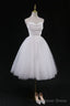 Vintage Style White Midi Casual Wedding Dress Homecoming Dresses