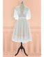 Vintage V-Neck Lace Knee Length Wedding Dresses With Sleeves