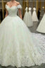 Vintage V Neck Off The Shoulder Lace Wedding Ball Gowns Dresses