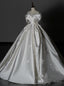Vintage White Satin Off the Shoulder Flower Wedding Dresses