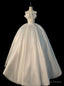 Vintage White Satin Strapless Appliques Wedding Dresses