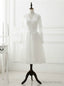 Vintage White Short Wedding Dresses Long Sleeve Lace Tulle