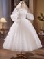 Vintage White Tulle Puff Sleeve Wedding Dresses
