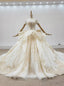 Want Champagne Tulle Appliques Sequins Off the Shoulder Wedding Dresses With Train
